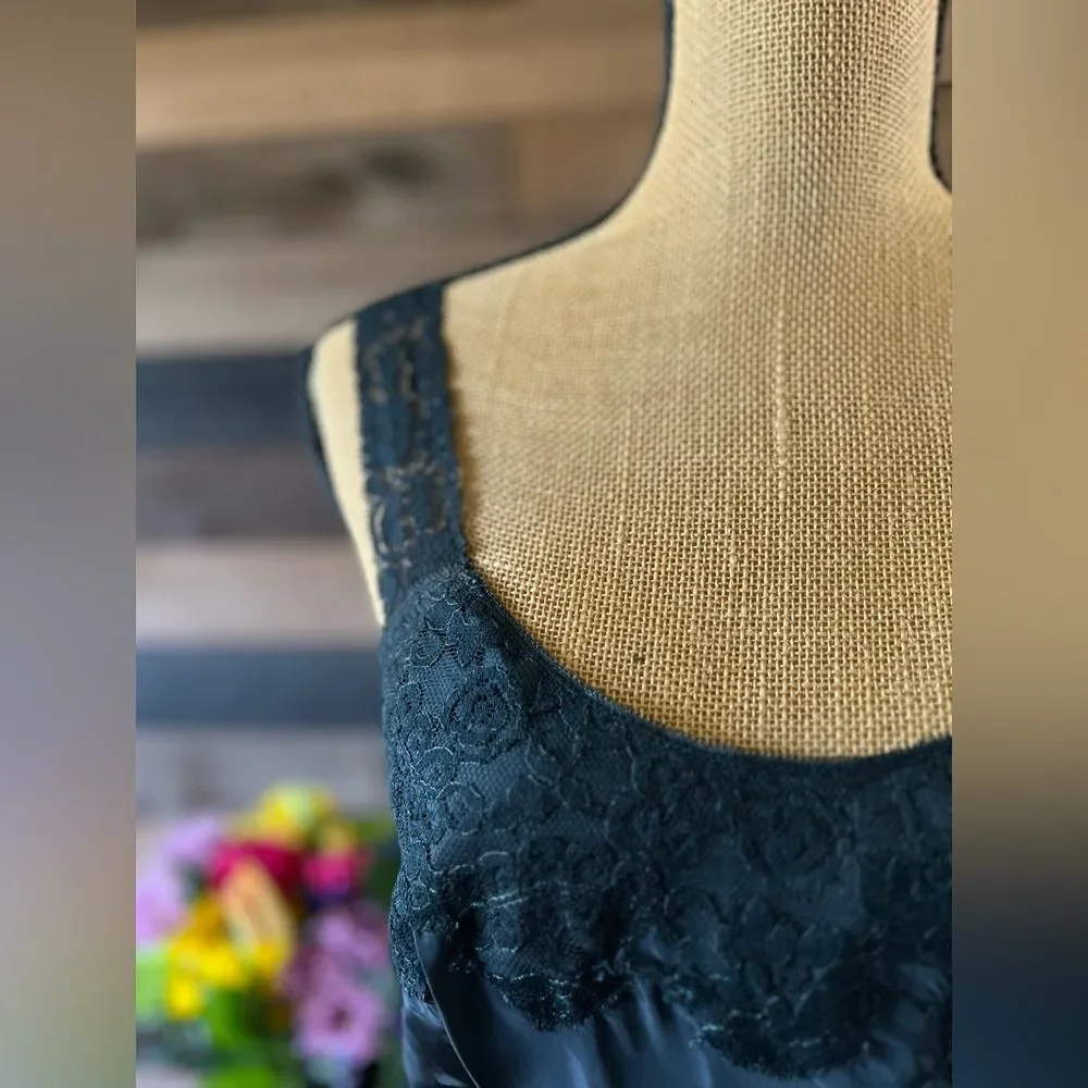 Vintage 1960s Lady Lynne Black Lace Lingerie Night Gown Slip Dress - Picture 8 of 8